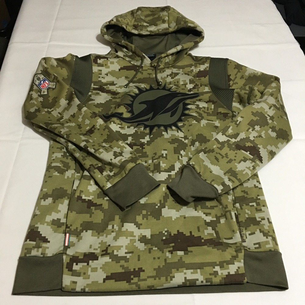 Nike Miami Dolphins Hoodie Mens Small Green Digital Camo Salute To Service